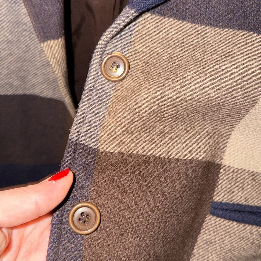 Vintage Country Suburbans Plaid Wool Blend Blazer | Brown & Blue- fits like m